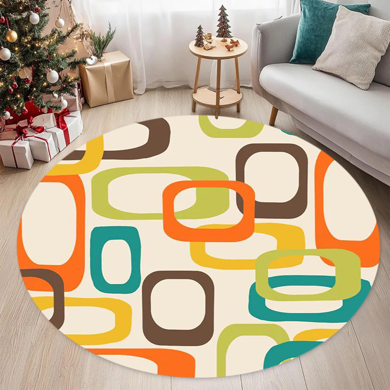 Printed Rug Abstract - Karpet Bulat Geometris Modern Abad Pertengahan