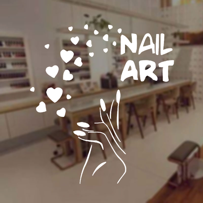 Interior Design Nail Salon - Kuku Seni Jendela Decals Cinta Salon