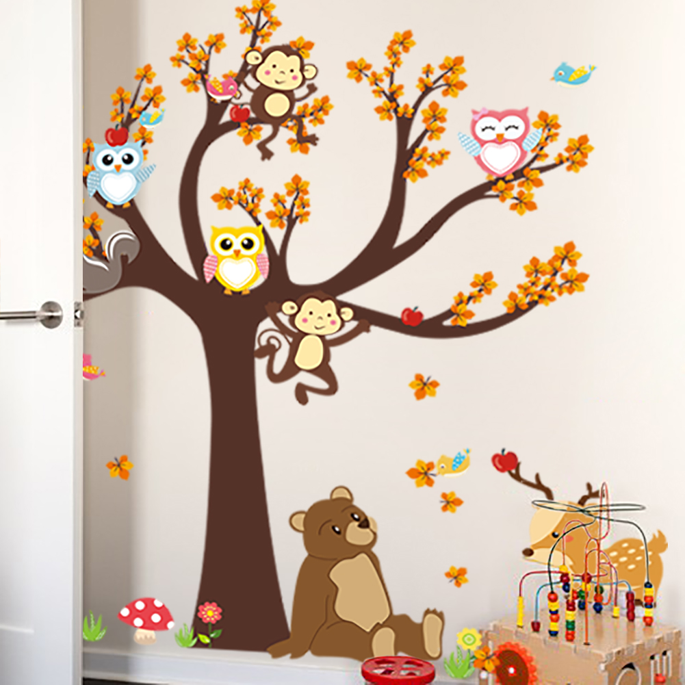 Interior Design Magazine - Burung Hantu Monyet Hewan Pohon Kartun