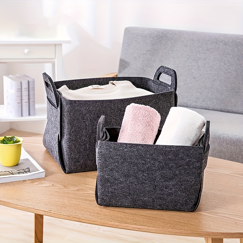 Woven Basket Set - 3 Buah Tempat Penyimpanan Felt dengan