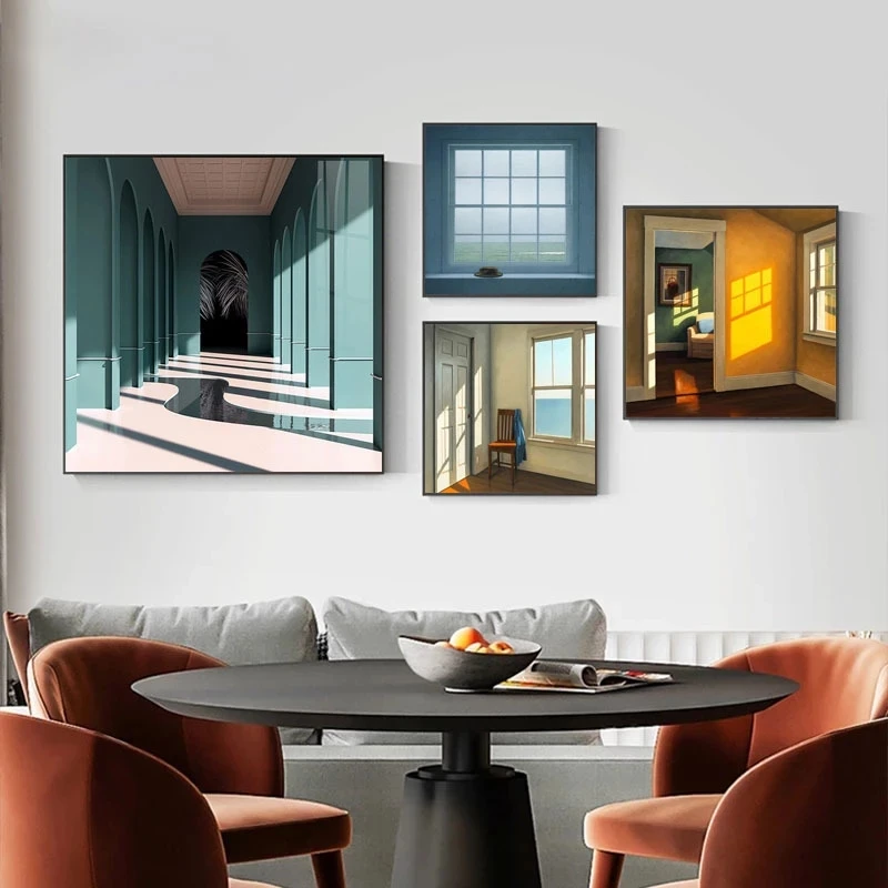 Interior Design Poster - Lukisan Kanvas Lanskap Luar Jendela Nordik