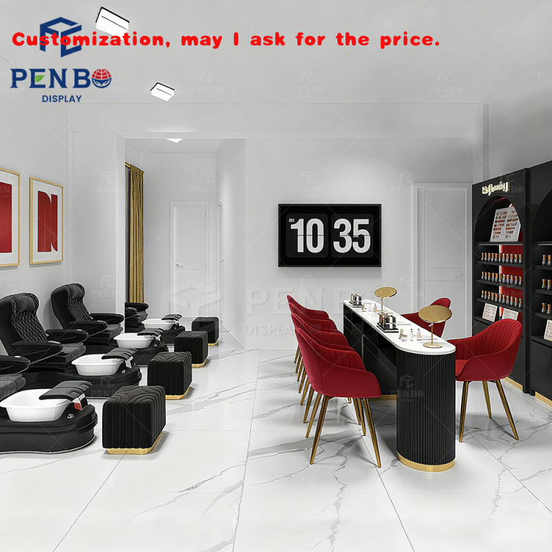 Interior Design Nail Salon - Rak Pajangan Salon Kecantikan, Toko Perawatan