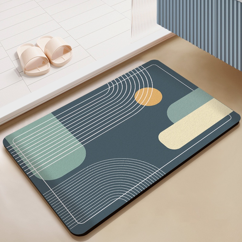 Printed Rug Abstract - Keset Lantai Geometris Abstrak Modern, Keset