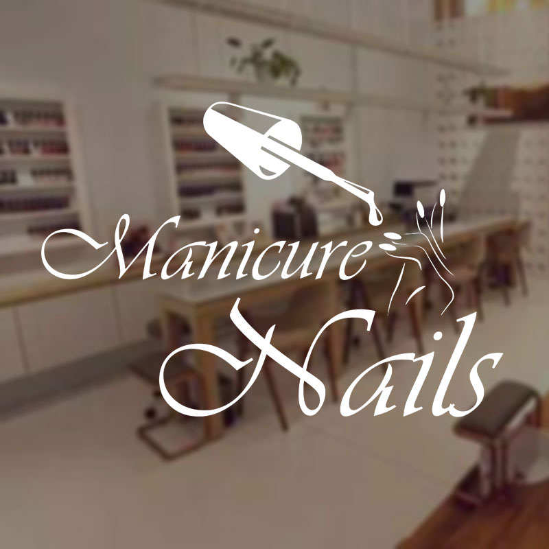 Interior Design Nail Salon - Dinding Stiker Manikur Vinyl Jendela Stiker