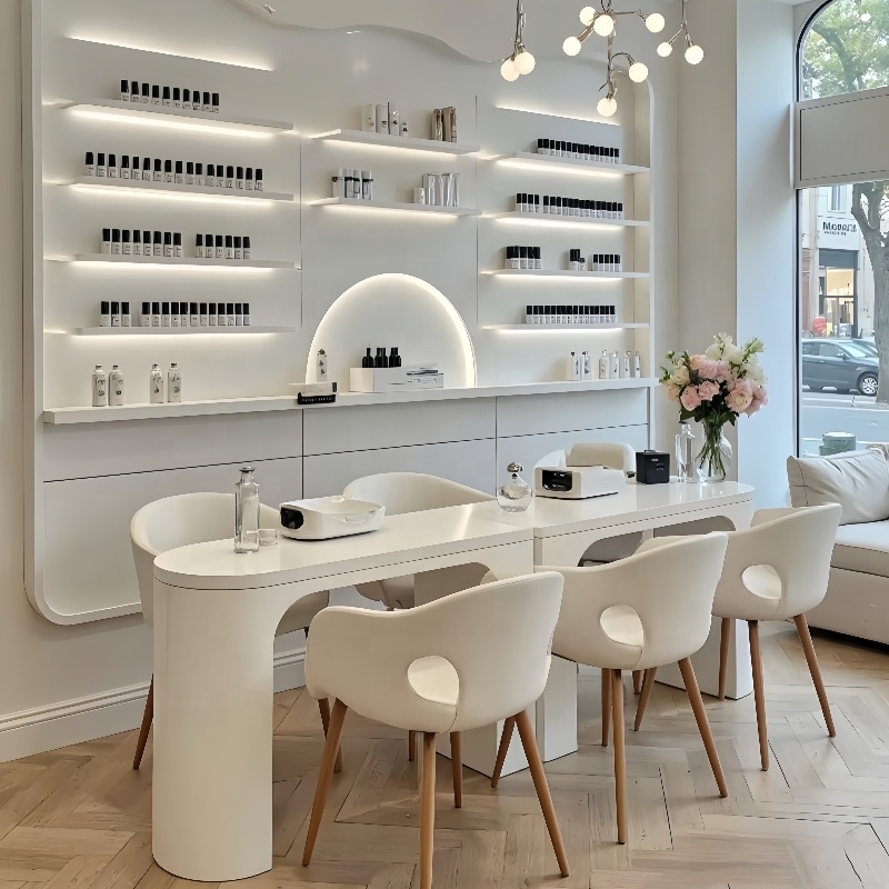 Interior Design Nail Salon - MS Display Beige Cream White Furnitur