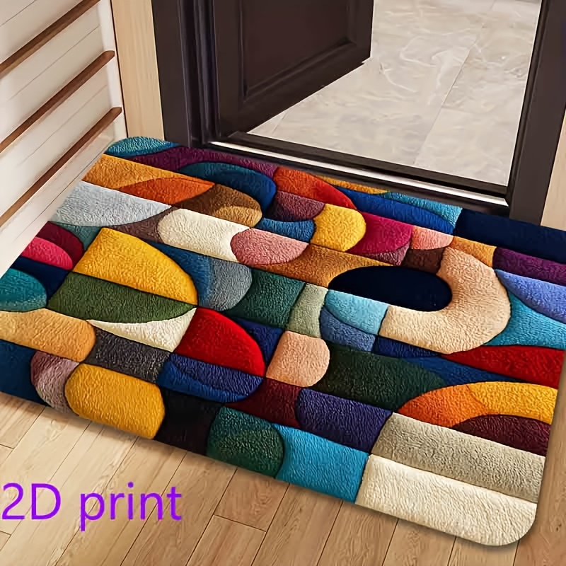 Printed Rug Abstract - VIKAMA Keset Pintu 3D Blok Warna