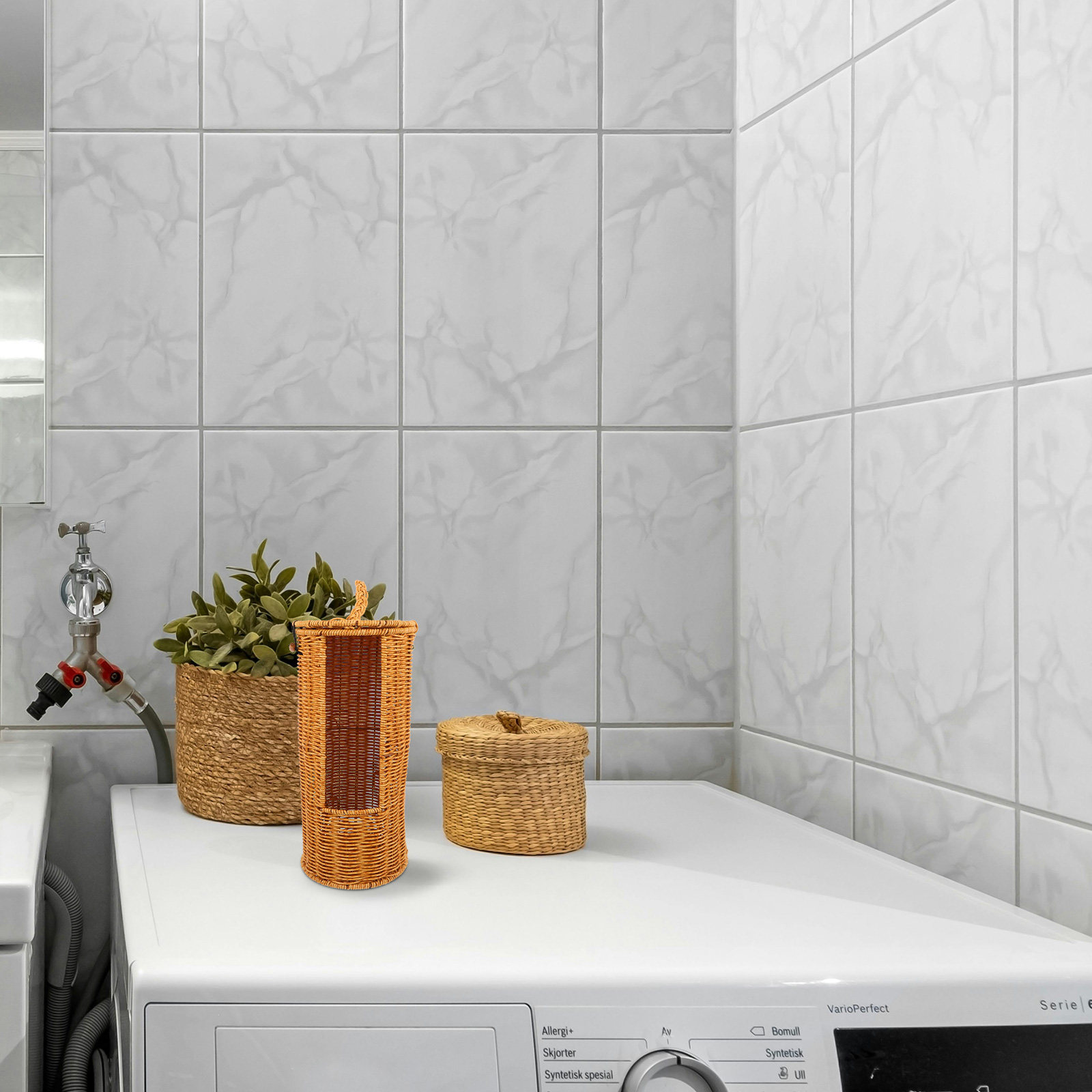 Woven Basket Set - Keranjang Penyimpanan Tisu Toilet Plastik Imitasi