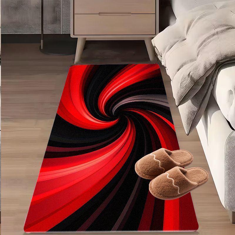 Karpet Spiral Merah Hitam Berm - Printed Rug Abstract ulasan dan harga