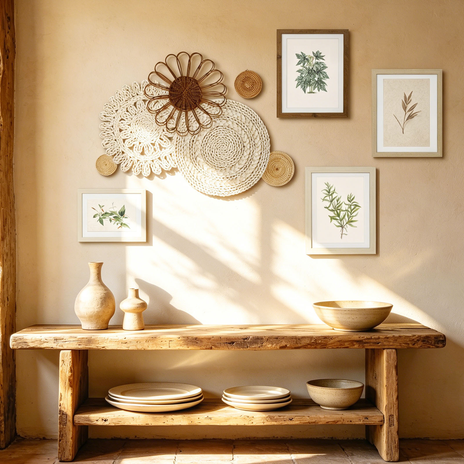 Keranjang Dinding Boho Rotan S - Woven Basket Set ulasan dan harga