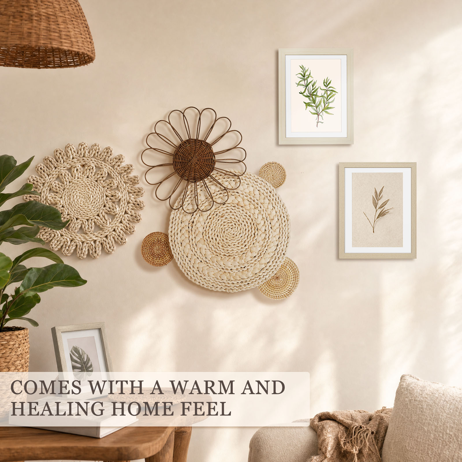 Keranjang Dinding Boho Rotan S - Woven Basket Set ulasan dan harga