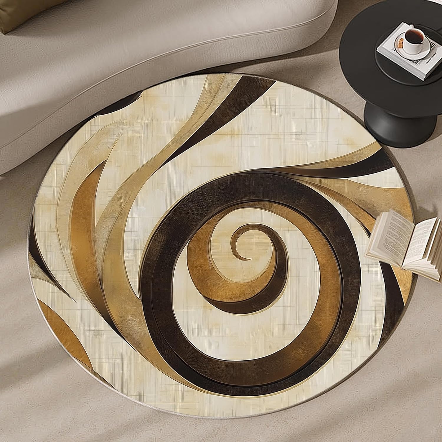 Karpet Bulat Vortex Spiral 3D  - Printed Rug Abstract ulasan dan harga
